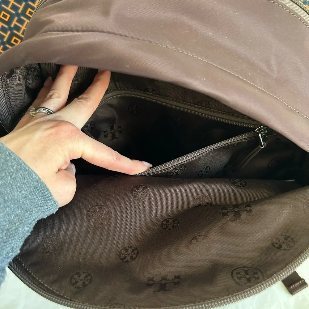 Tory Burch Ella Nylon Backpack Tempranillo Silver Wine Burgundy